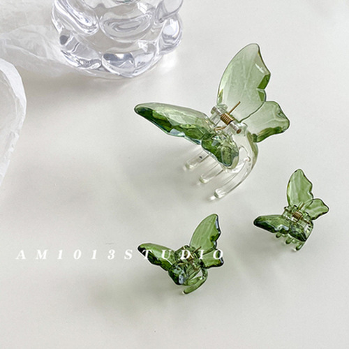 Icy transparent butterfly claw sweet temperament Korean jelly color elegant back of the head shark clip hair clip hairpin hair accessory