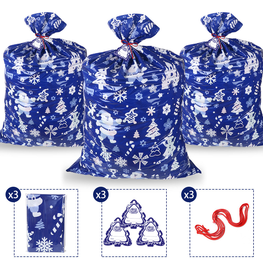 En stock comercio electrónico transfronterizo nueva bolsa de regalo de Navidad PE bolsa de regalo de plástico bolsa de regalo de Navidad