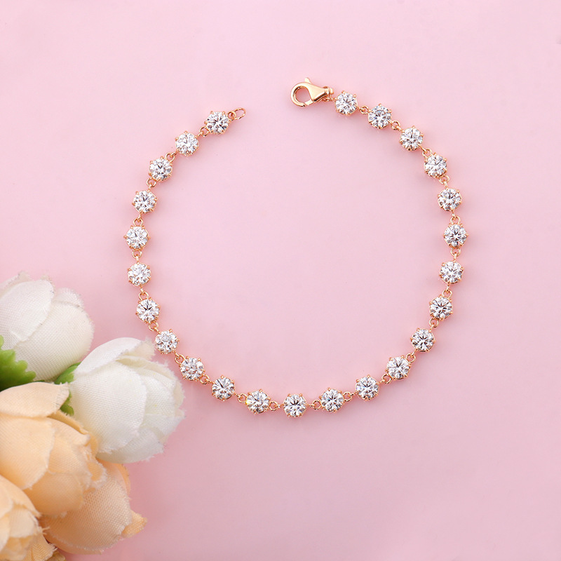 European and American cross-border 10k gold bracelet women's simple all-match 24-piece bracelet light luxury fashion diamond bracelet European and American cross-border 10k gold bracelet women's simple all-match 24-piece bracelet light luxury fashion diamond bracelet