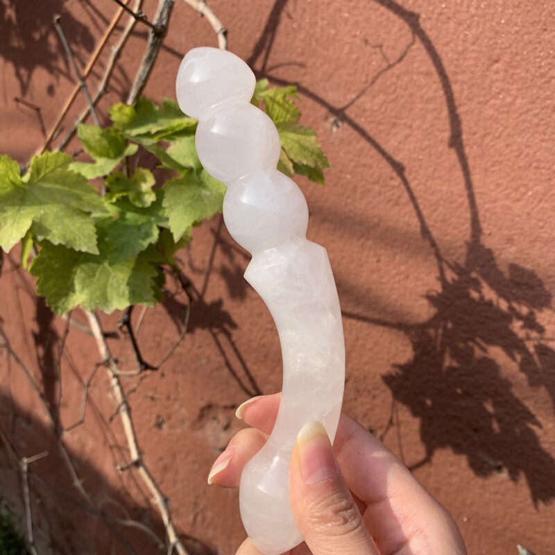 天然白水晶雕刻原石打磨水晶按摩棒 图 7