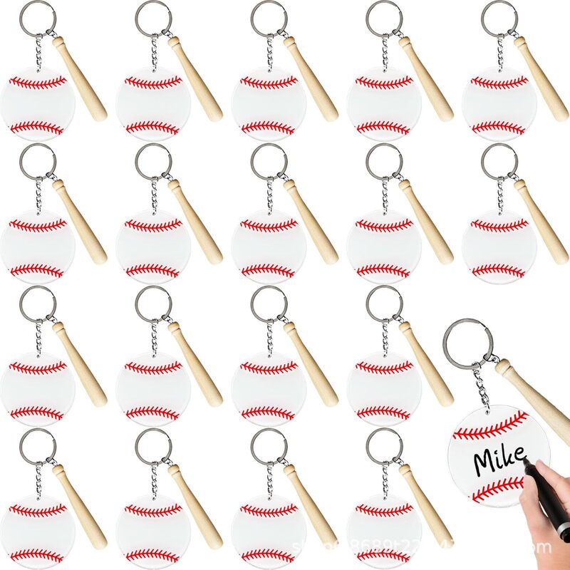 Acrylic Baseball Keychain Softball Keychain Wood Baseball Keychain