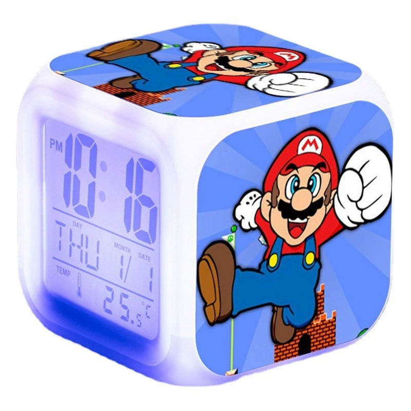 41-73 супер Марио красочный обесцвеченный будильник для детей день рождения подарок квадрат LED креативный маленький будильник