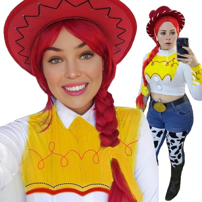 "Toy Story 4" Jessie cartoon wig COS red braid wig red wig female