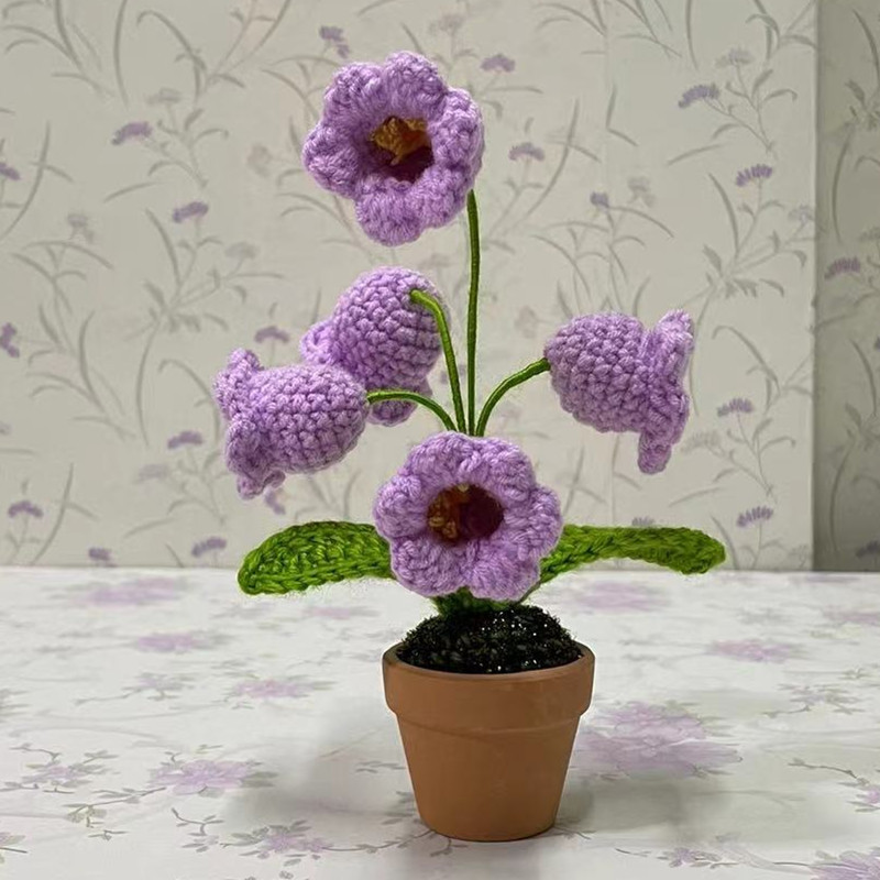 Flores de lirio de los valles tejidas a mano con hilo de ganchillo, flores artificiales, flores de campanilla, flores falsas, lirios de los valles artificiales, productos terminados al por mayor de ganchillo.