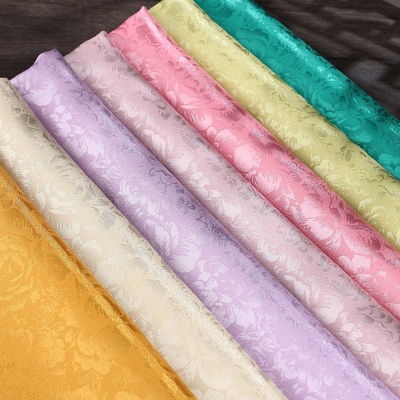 Peony Silk Jacquard Fabric Ancient Costume Hanfu Clothing Silks and Satins Fabric Baby Clothes Horse Face Skirt Ancient Style Cloth Cross-Border Wholesale