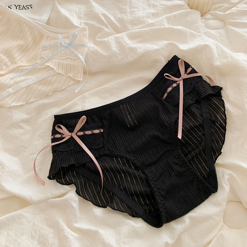 Japanese-Style Pure Desire Lace Panties for Girls, Antibacterial Cotton Crotch, Sexy Mid-Waist Briefs, Low-Waist Japanese-Style Pure Desire Lace Panties for Girls, Antibacterial Cotton Crotch, Sexy Mid-Waist Briefs, Low-Waist