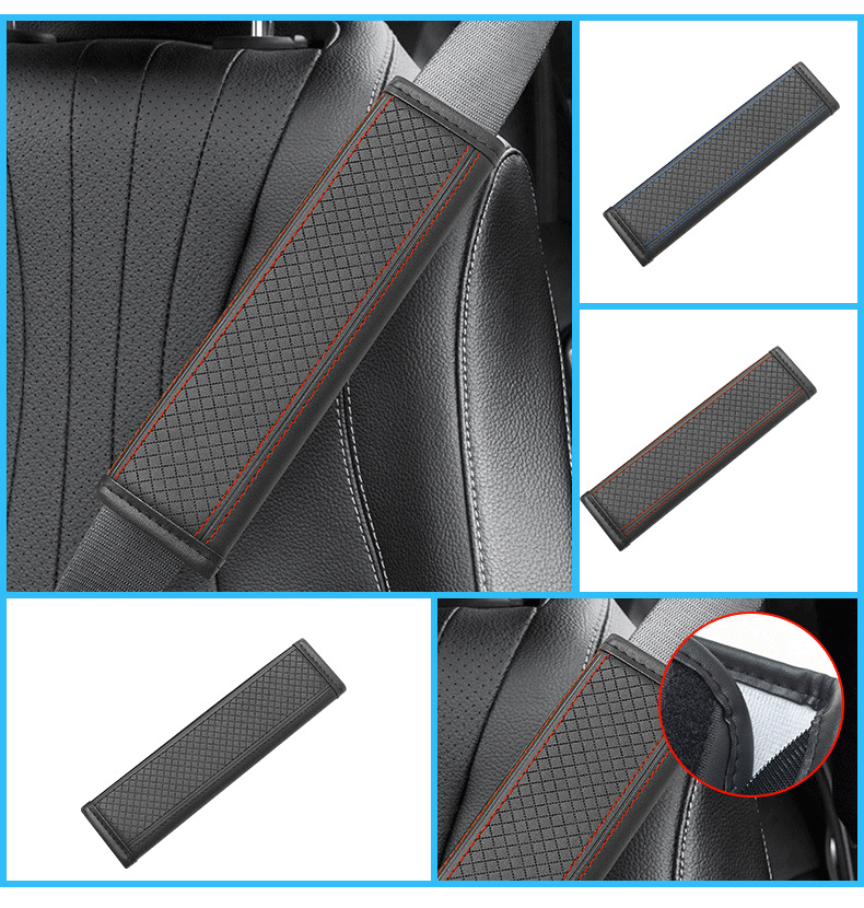 Car Seatbelt Shoulder Pad Embossed Leather Safety Belt Cover Thickened Protective Cover for Car Seatbelt