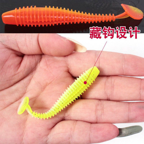 Wholesale new spiral T tail 4.5cm5.5cm6.5cm7cm7.5cm Luya soft bait corrugated soft worm soft bait