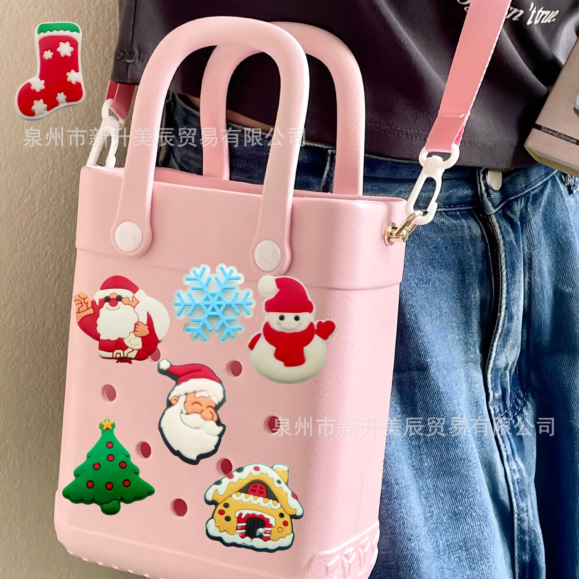 Navidad agujero de zapatos agujero de zapatos botones diy accesorios adorables desmontables agujero de zapatos botones botones