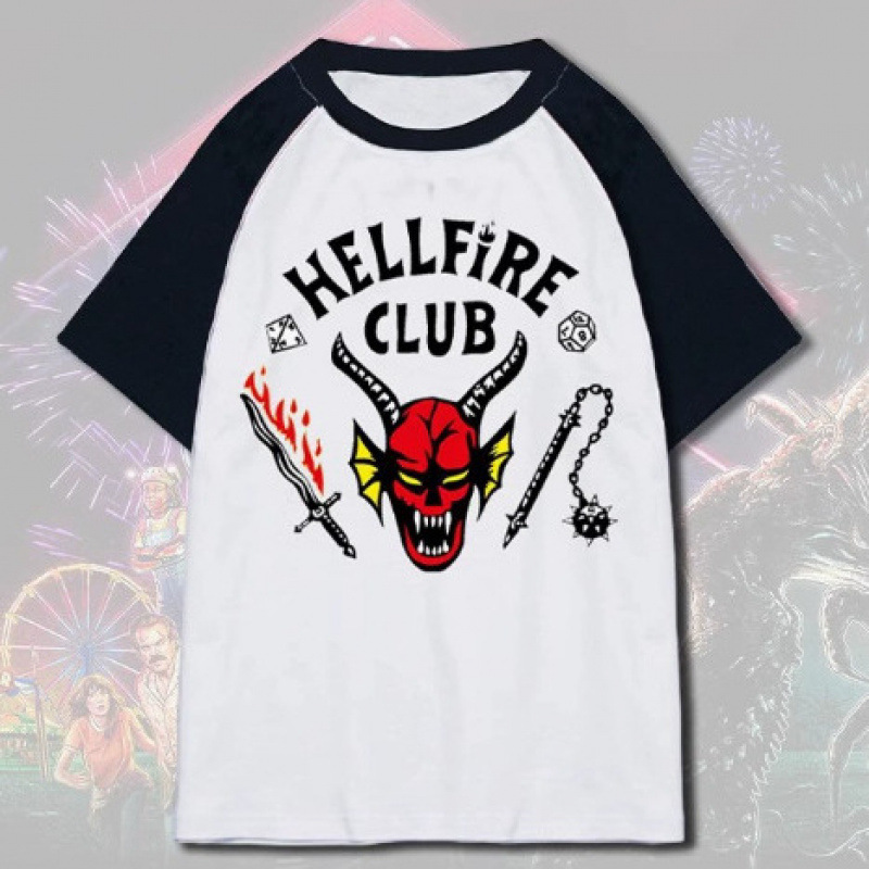 【Cross-border European size】Stranger Things merchandise short-sleeve T-shirt Hellfire Club co-branded cosplay clothing for summer