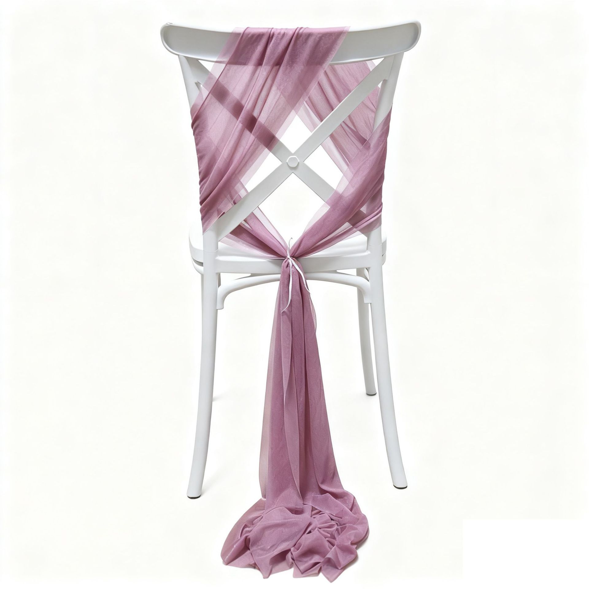 Sillas de belleza de tela cortina decoración de bodas de hotel cubierta de sillas de seda de bodas de chiffon correa