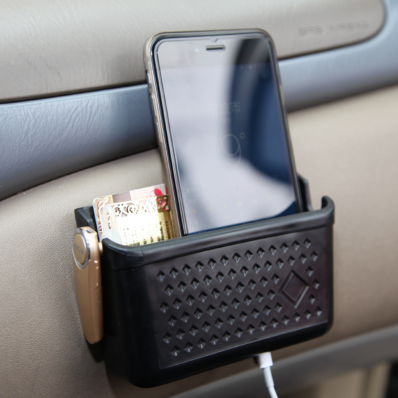 汽车用品 创意车载单双手机置物盒现货汽车内饰品储物兜电商跨境