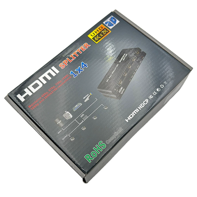 HDTV 1/4 splitter 1/4 HDTV 1.4 3D switcher 1 in 4 out HDTV signal converter