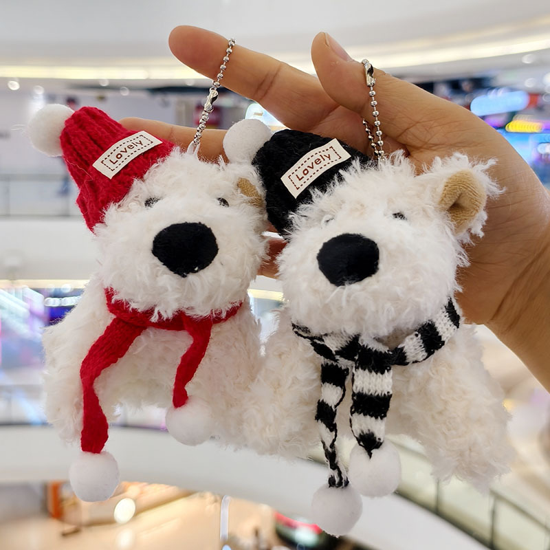 Adorable moda jugar altiplano occidental perro muñeca colgante juguetes de peluche llavero bolsos colgantes agarrar muñeca máquina pequeño regalo