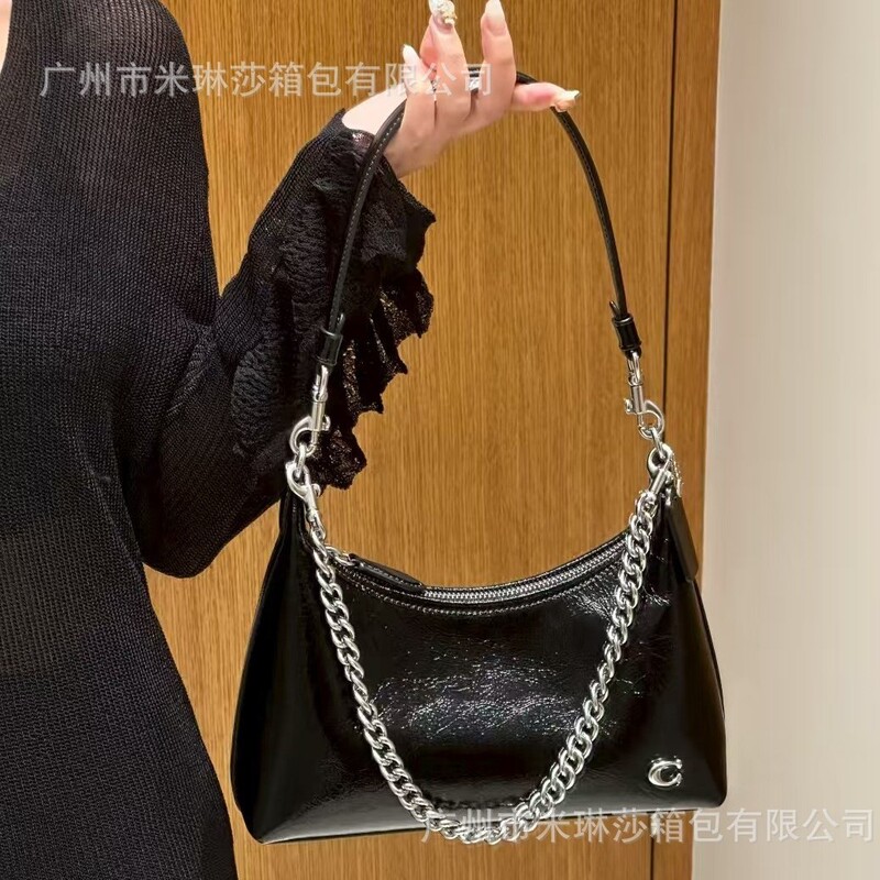 Koujia 2025 New Juliet Oil Wax Genuine Leather Satchel Armpit Bag Retro Half-Moon Shoulder Crossbody Bag