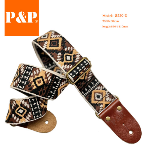 Guitar strap new style PP first layer cowhide leather head thickened braided ethnic wind electric guitar bass universal decompression