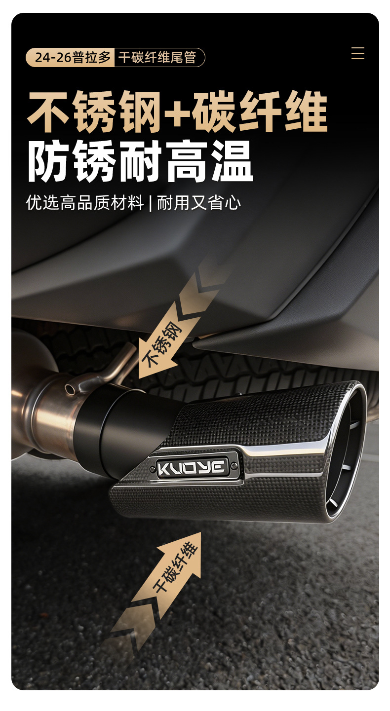Suitable for the new Prado LC250 carbon fiber exhaust pipe cover, new Prado LC250 Toyota modification accessories