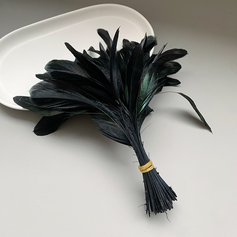 in stock Cock Hair Tear Black Tail Feather Natural Black Feather Handmade Crafts DIY Decorative Feather