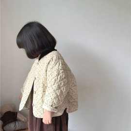 女童外套2025秋冬韩版男女童宝宝百搭宽松点点外套儿童高品质棉衣