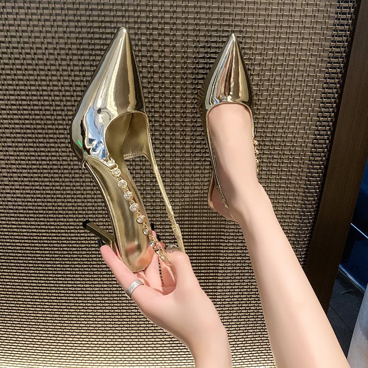 Silver Rhinestone Stiletto Court Shoes For Women Versatile Style_voghion.com