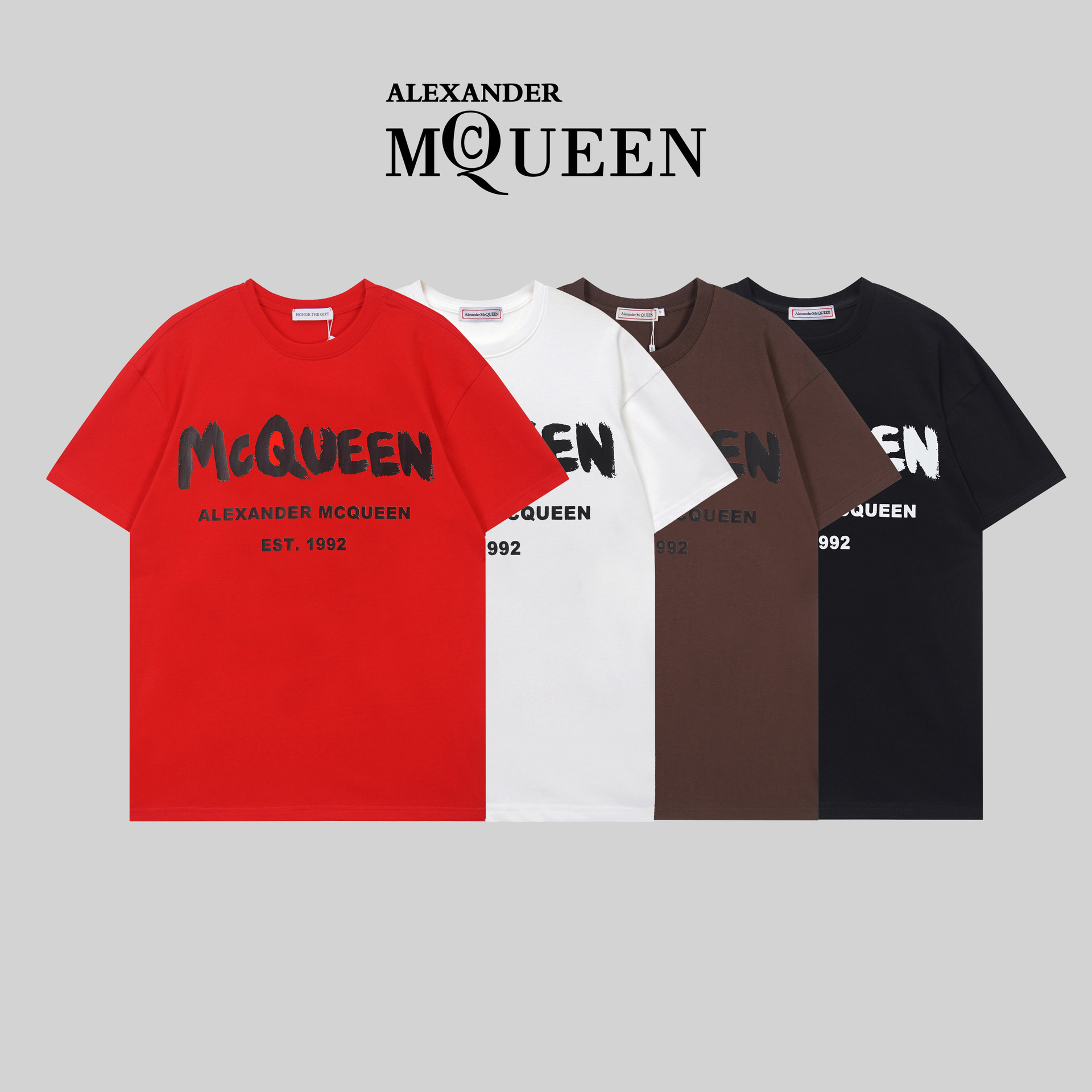 Alexander McQueen yazılı qısaqol futbolka