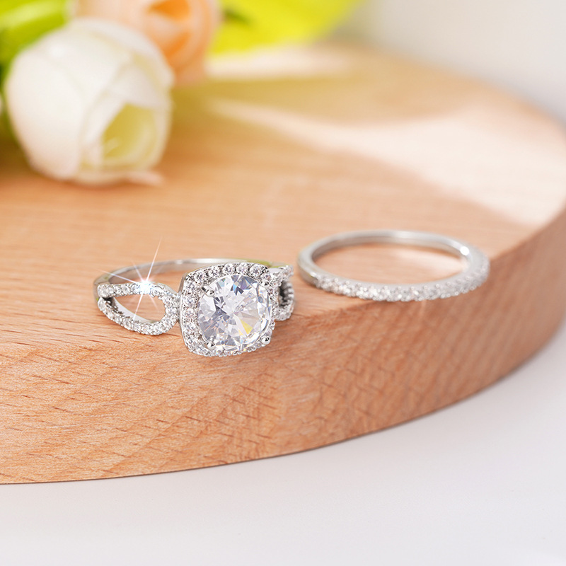 Unisex women's diamond-studded fashion elegant geometric ring fashion temperament wedding jewelry_voghion.com