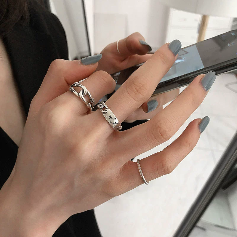 Кольцо Tide Silver 925, ретро открытая регулируемая ширина, простая элегантная вставка для пальца