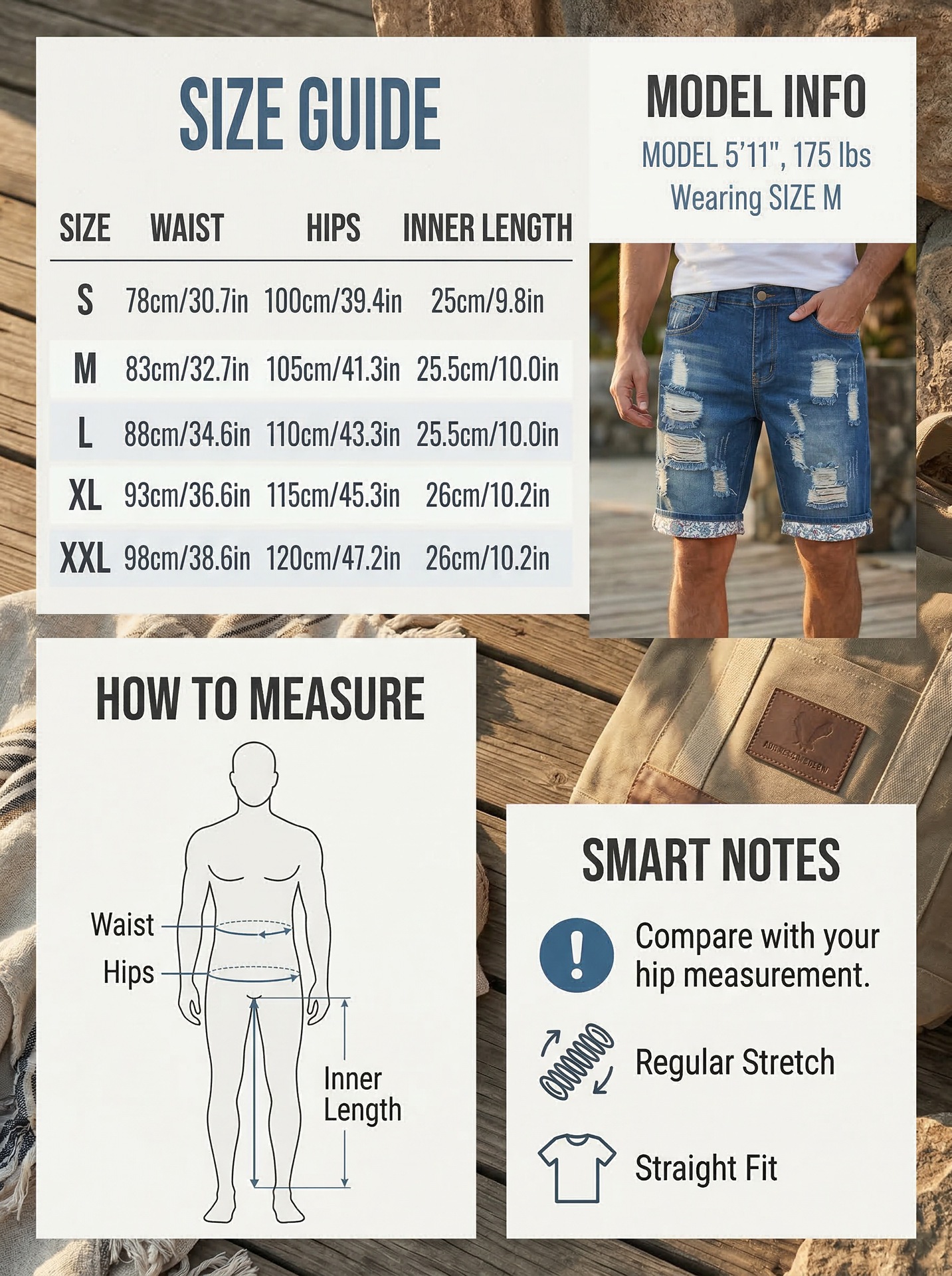 Men's Trendy Ripped Patched Denim Shorts Mid-Length Street Style Summer Riding Breeches Trade Hot Selling_mkmklike.com