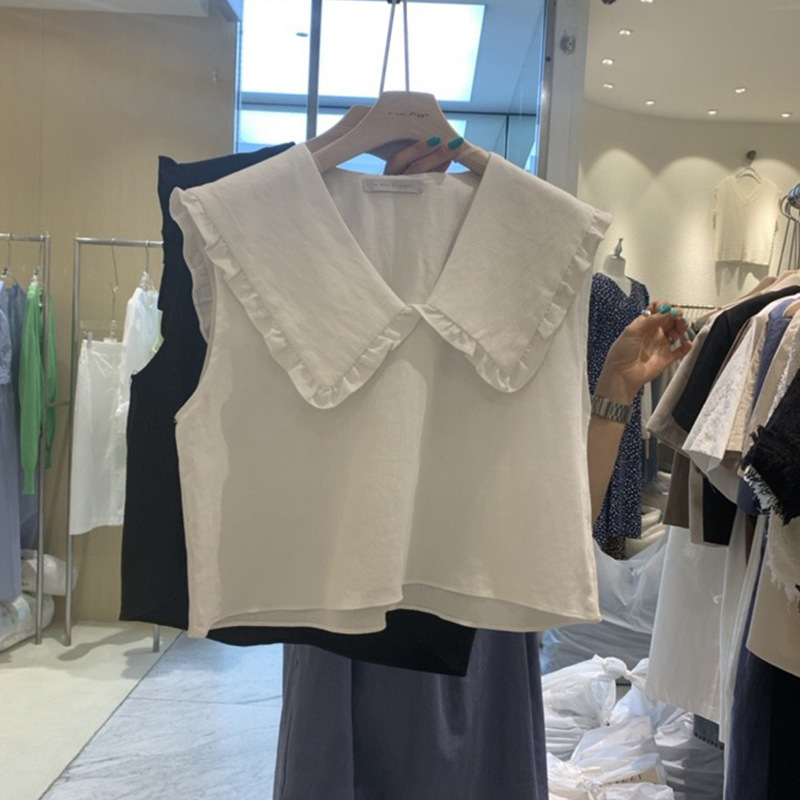 Korean Dongdaemun Women's Fashion 2026 Summer New Style Elegant Simple Sweet Doll Collar Vest Blouse Trendy Top