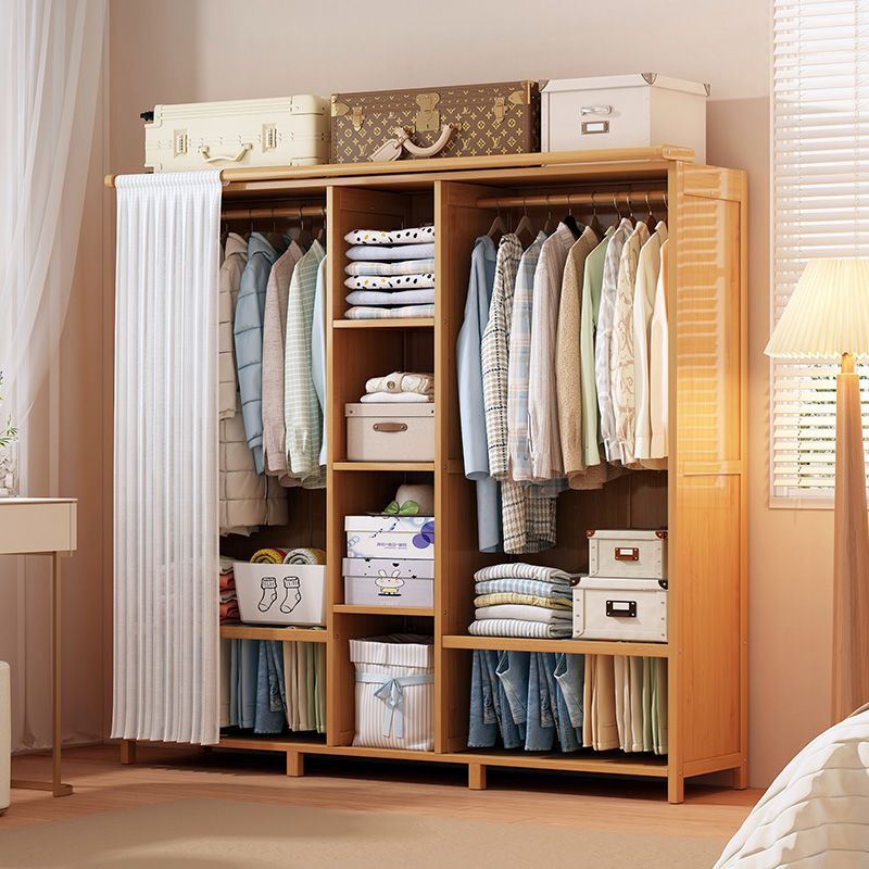 Special Offer Simple Wardrobe Rental Dust-Proof Economical Strong and Durable Hanging Wardrobe with Curtain Bedroom Large Capacity