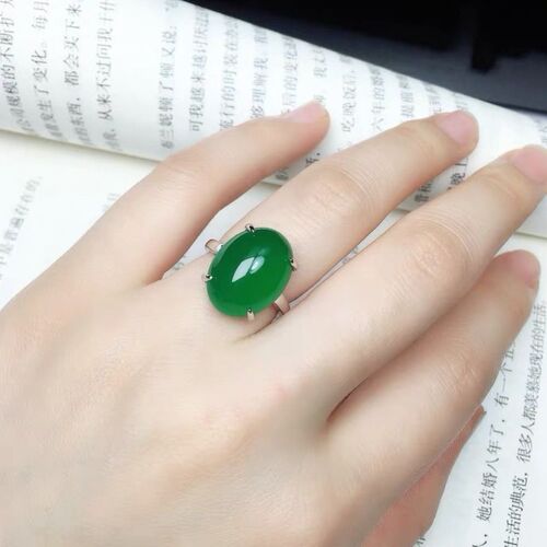 925 Silver Plated Synthetic Emerald Jade Gemstone Ring for Women, Red Agate, Stylish and Atmospheric Open Ring, Birthday Gift for Women