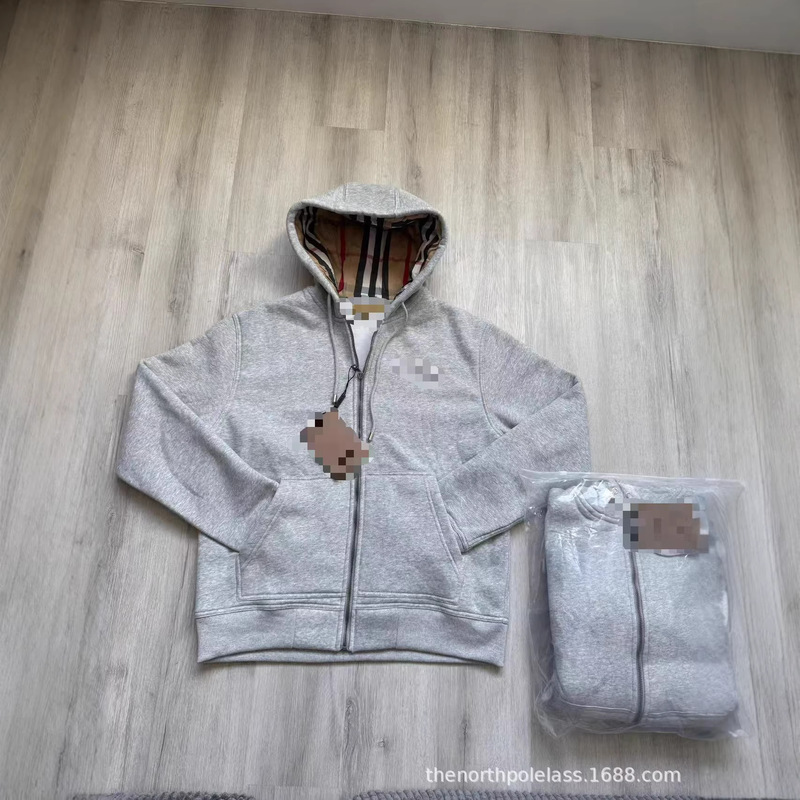 Original High-Quality British-Style Hooded Men's Sweatshirt Cardigan with Embroidered Logo for Cross-Border European and American Markets