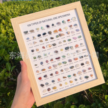 100种天然原石矿石标本相框盒矿物晶体欧美摆件跨境地质探索学习