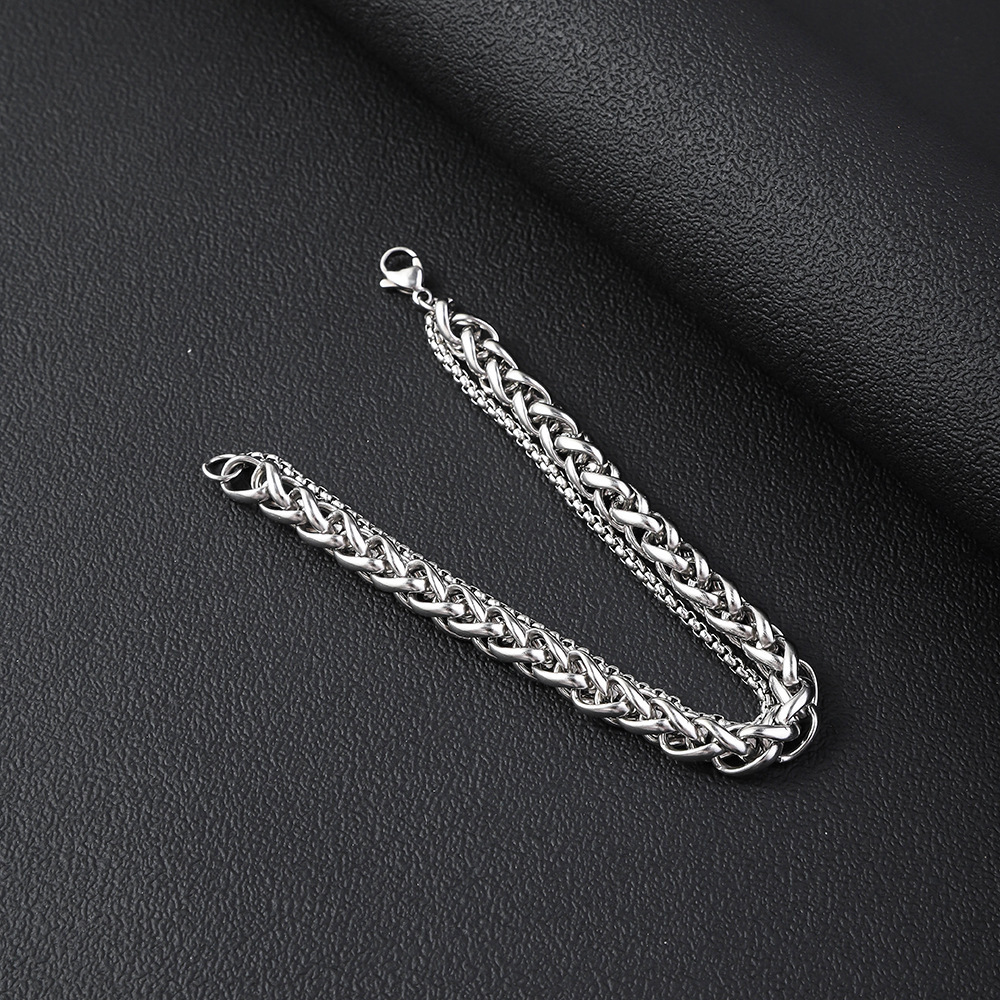 Cuban Link Bracelet For Men Double Layer Titanium Steel Chain_voghion.com