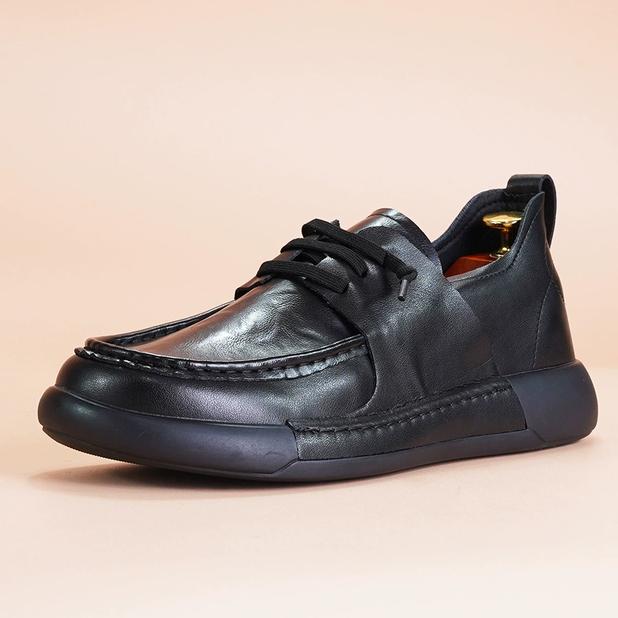 Кожаная мужская обувь осень и зима 2025 новая теплая хлопчатобумажная обувь мягкая лапша и толстая подошва дикая мужская бархатная повседневная кожаная обувь