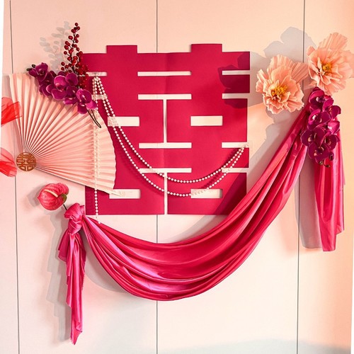 Wedding Room Decoration Set, Marriage Ceremony Decoration, New Room Bedroom Living Room, Background Wall for Bride and Groom, Simple Ins Style Hanging Fabric