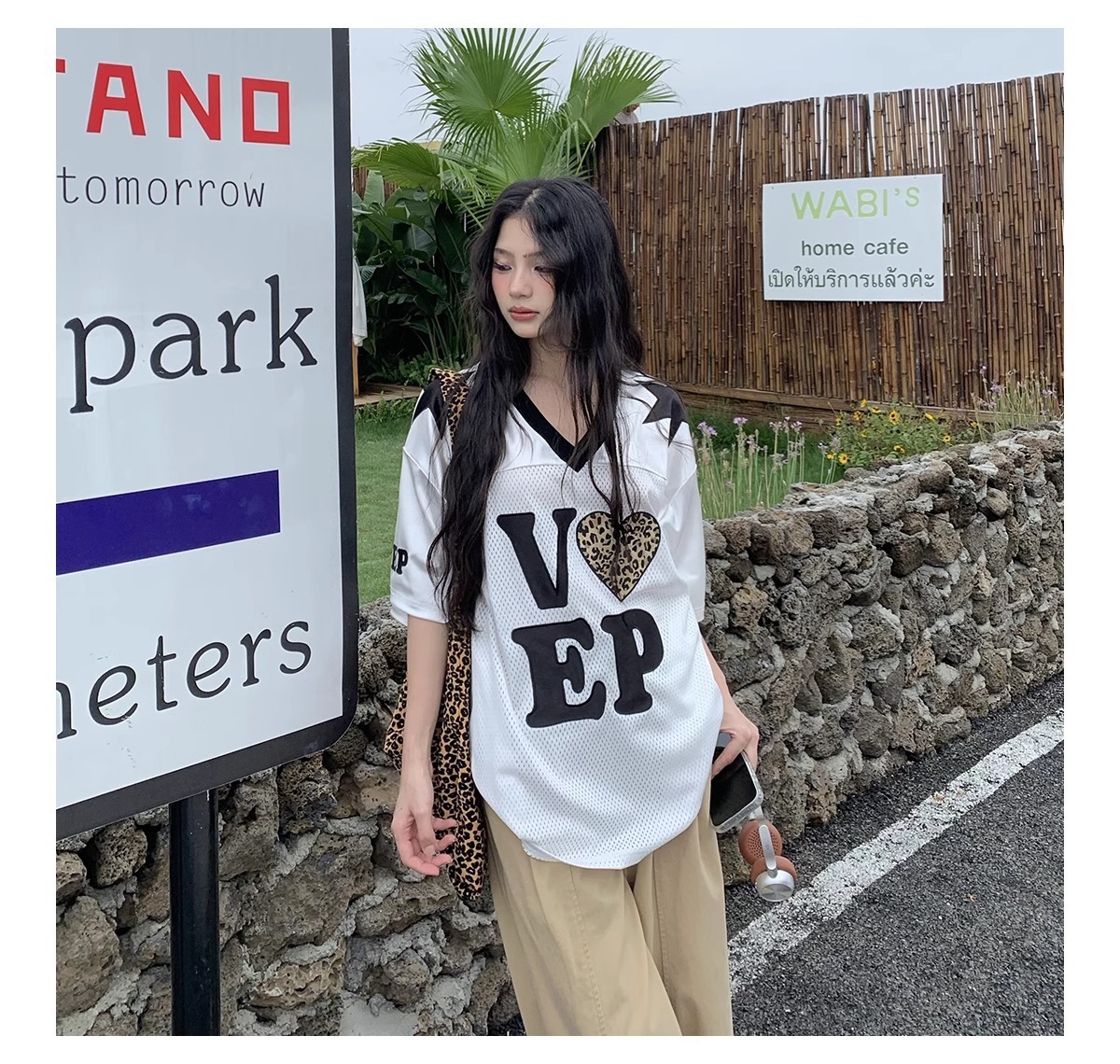 High Street American Leopard Print Summer Heart-shaped Short-sleeve New T-shirt For Men And Women, INS Korean Style_viptrois.com