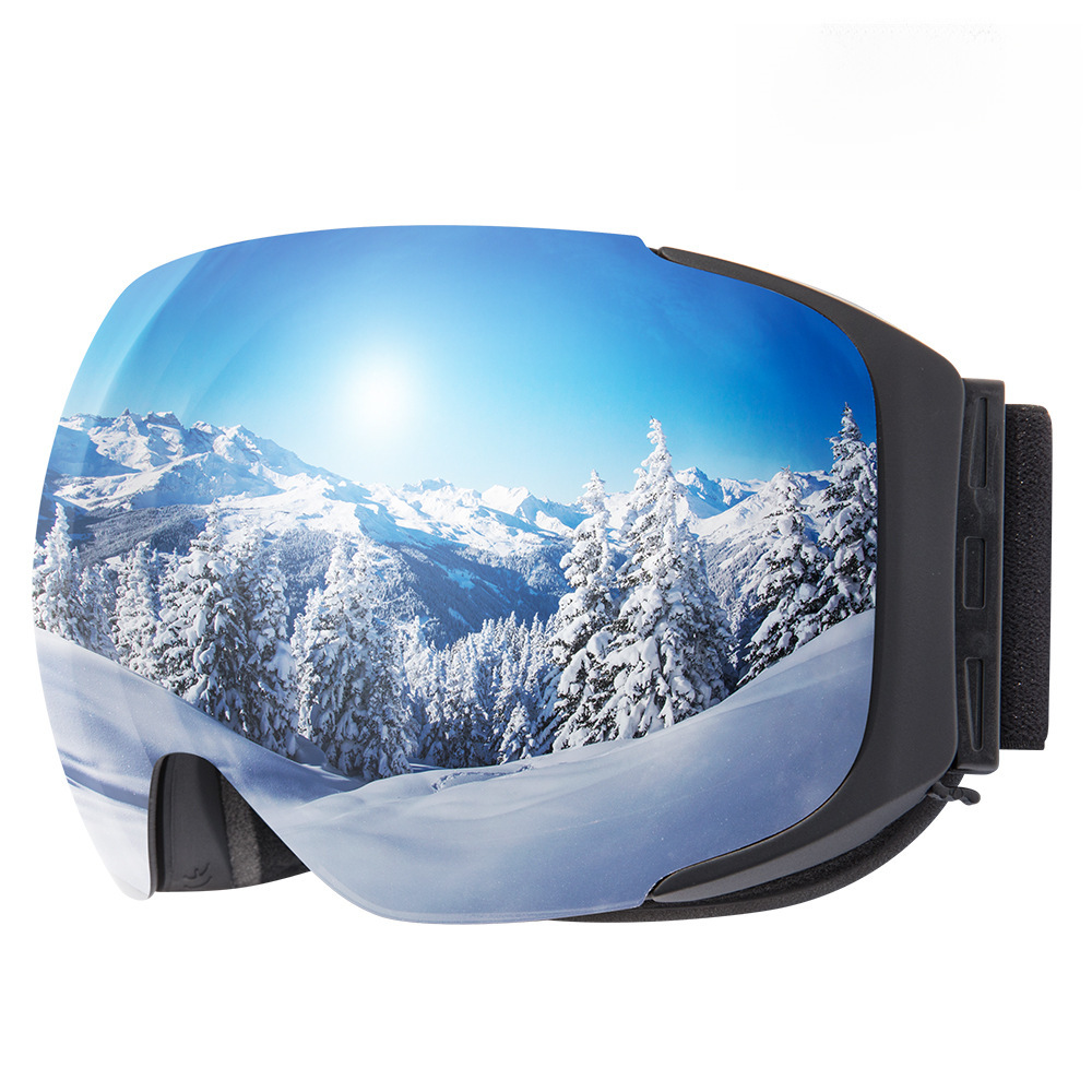 Ochelari de schi magnetici pentru adulți, dubli, anti-aburire, bărbați și femei, sferici mari, cu lentile Cocker, miopie, echipament pentru o singură și două plăci_voghion.com