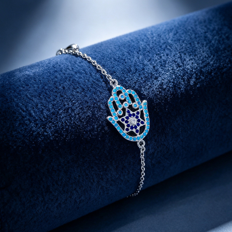 Middle East 925 Silver Hamsa Hand Bracelet Wholesale Middle East 925 Silver Hamsa Hand Bracelet Wholesale