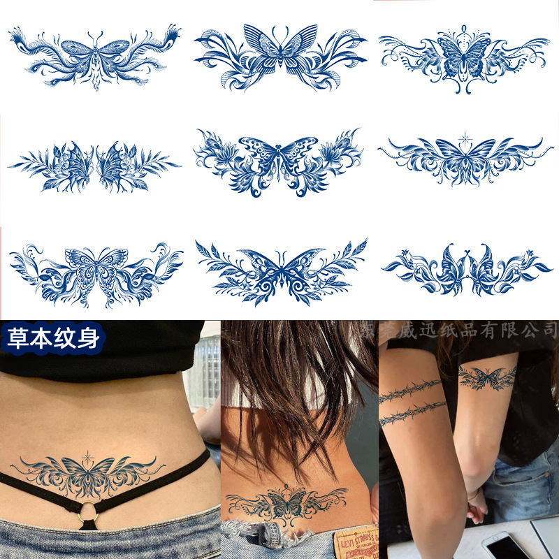 Cross-border juice tattoo herbal tattoo semi-permanent English letter tattoo sticker tattoo
