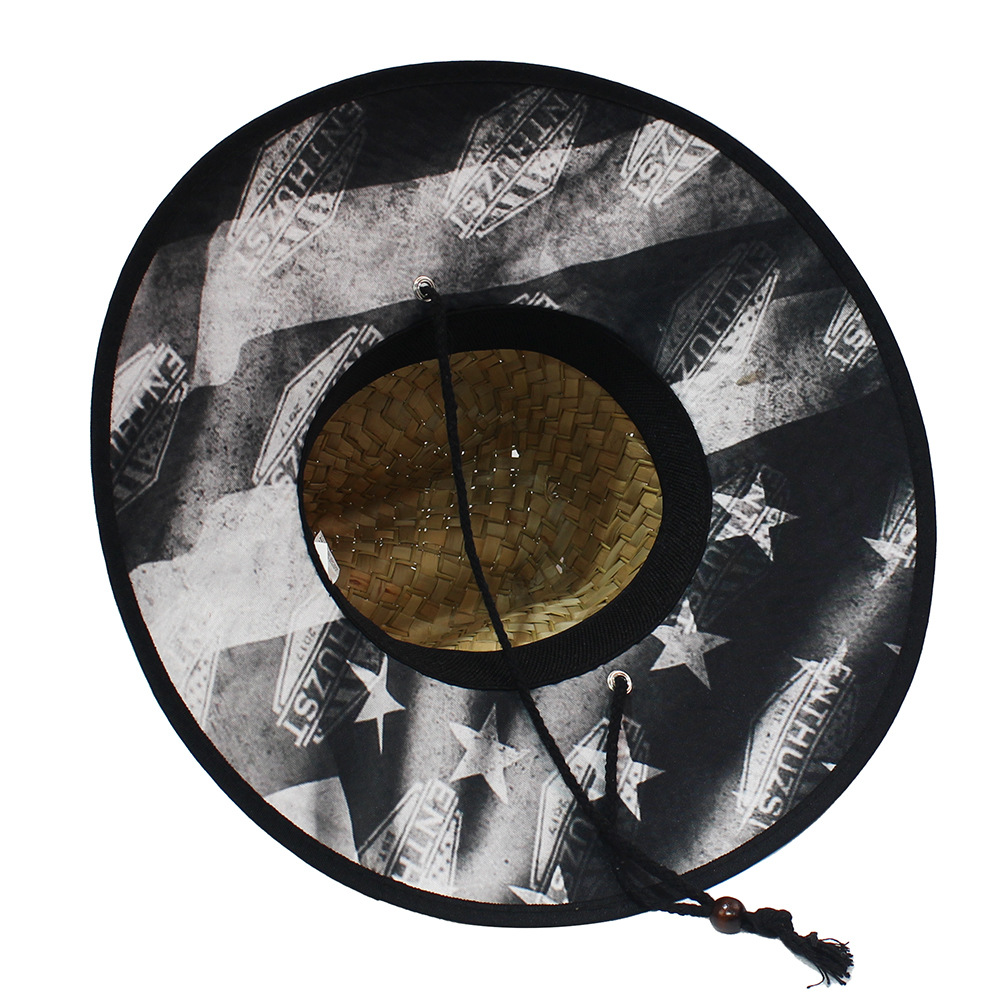 Sombrero de paja para hombre estilo playa, diseño salvavidas, moda verano 2024