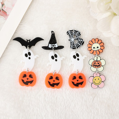 クロスボーダー熱売アクリルハロウィーン幽霊カボチャ花耳飾りネックレスキーホルダー
