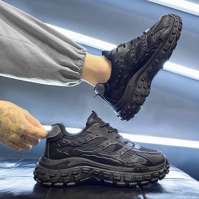 Zapatos deportivos de malla transpirable para hombre, nuevo estilo de primavera, zapatos informales de suela gruesa, versátiles y modernos, zapatos de moda para papá