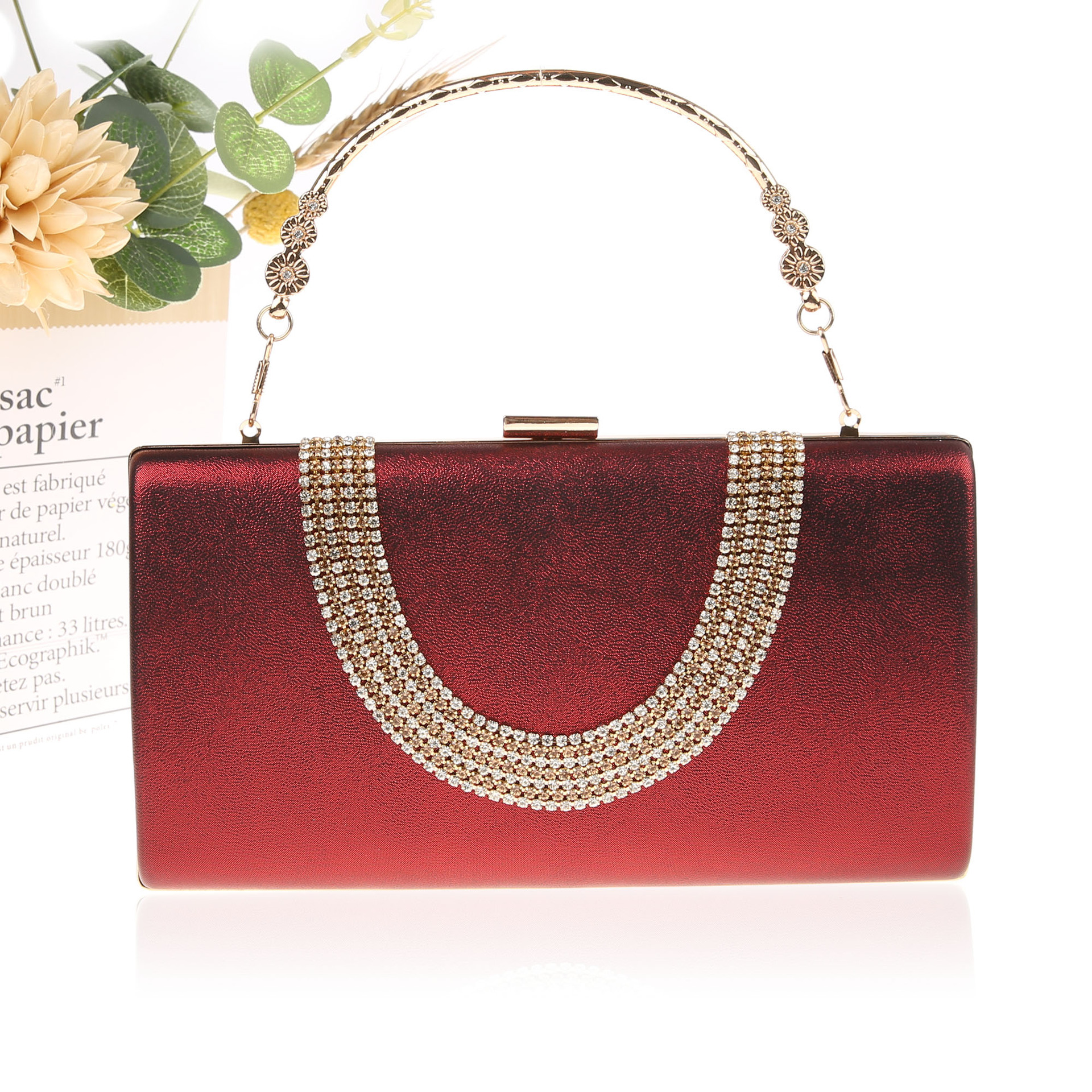 简约时尚跨境女手提包晚宴包好搭镶钻宴会包手拿包礼服婚庆配饰包