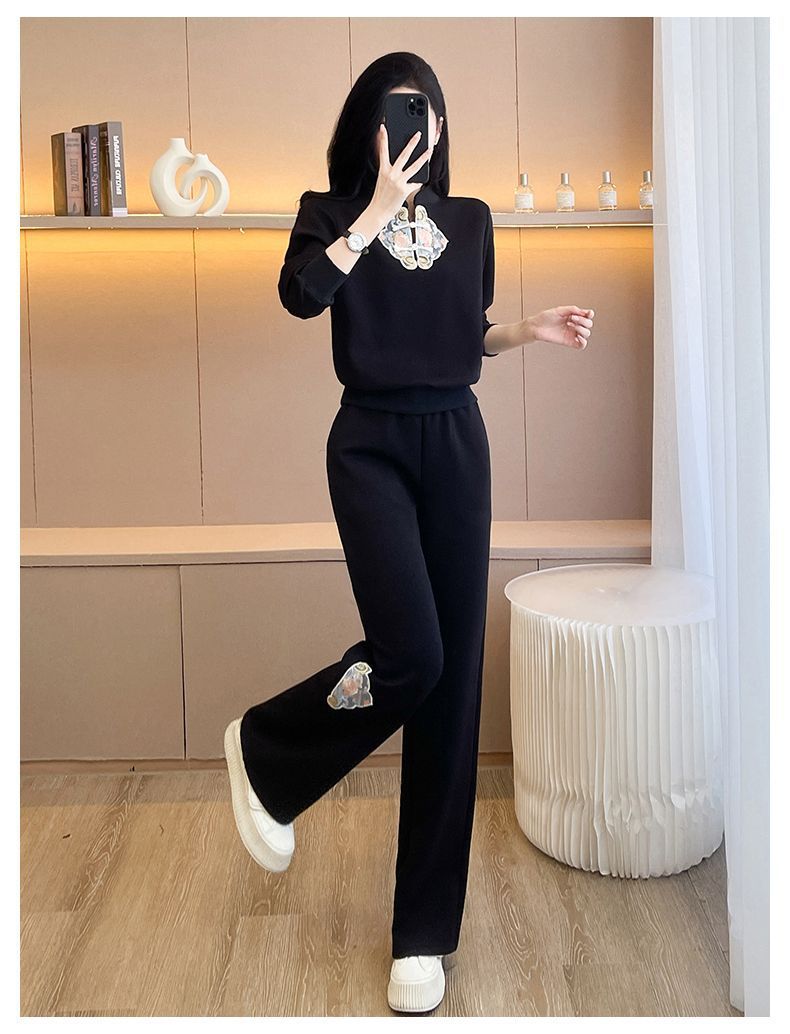 Damen Freizeit Sportanzug Set Mit Kapuzenpullover Und Weiter Hose_voghion.com