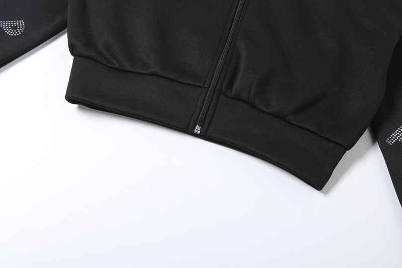 Autumn Winter Letter Graphic Rhinestone Hooded Sweater Loose Straight Trousers Set 15 Autumn Winter Letter Graphic Rhinestone Hooded Sweater Loose Straight Trousers Set