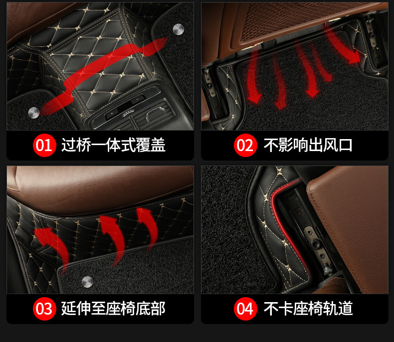Car Floor Mats for the Main Driver's Seat, Fully Enclosed, Single Piece, Front and Rear Floor Mats for the Passenger, Wire Rings Wholesale