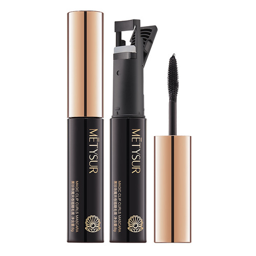 Meitixiu Black Pearl Magic Clip Curling Mascara, Thick, Long-lasting, Waterproof, Comes with Eyelash Curler