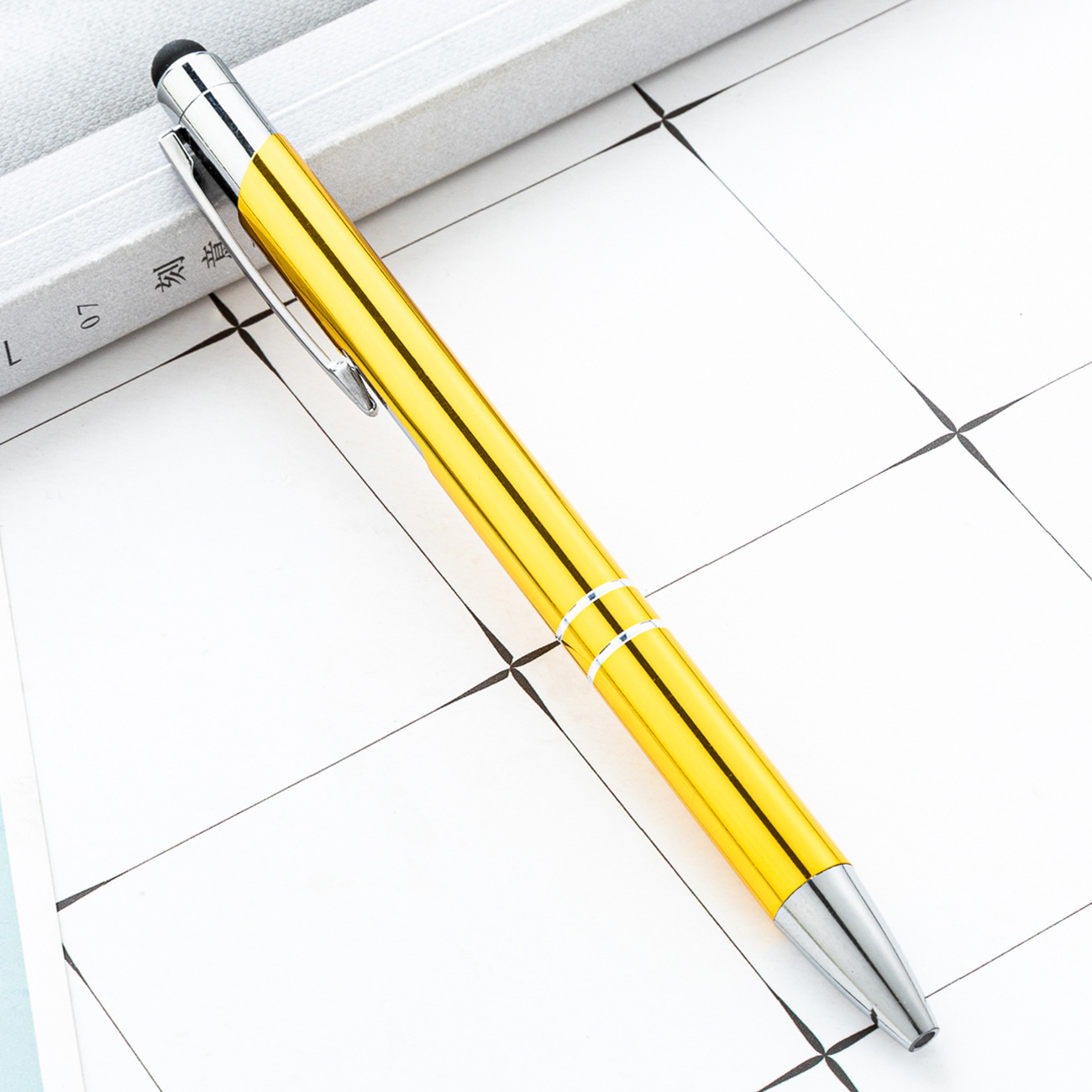 Bolígrafo de bola táctil mayorista de metal de aluminio capacitivo de mano pantalla táctil de doble propósito lápiz de capacitancia de metal