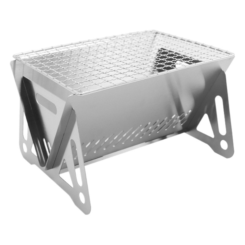 Tarjeta plegable al aire libre estufa de acero inoxidable estufa de barbacoa estufa de leña suministros para acampar estufa de carbón portátil